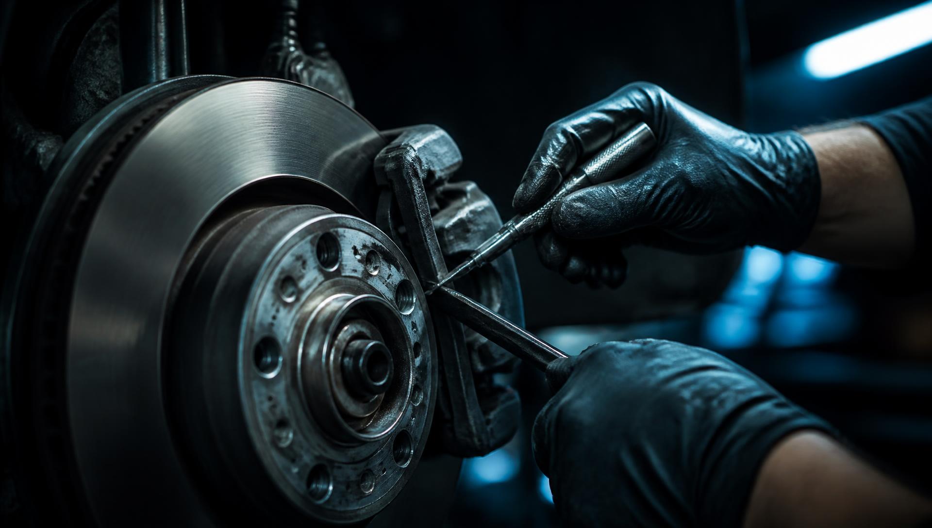 Technician servicing a brake assembly at Ace Motors
